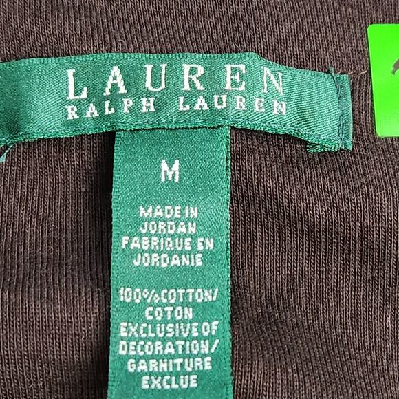 Lauren Ralph Lauren Brown Boat Collar Contrasting Trim Top Medium Lightweight - Picture 6 of 6